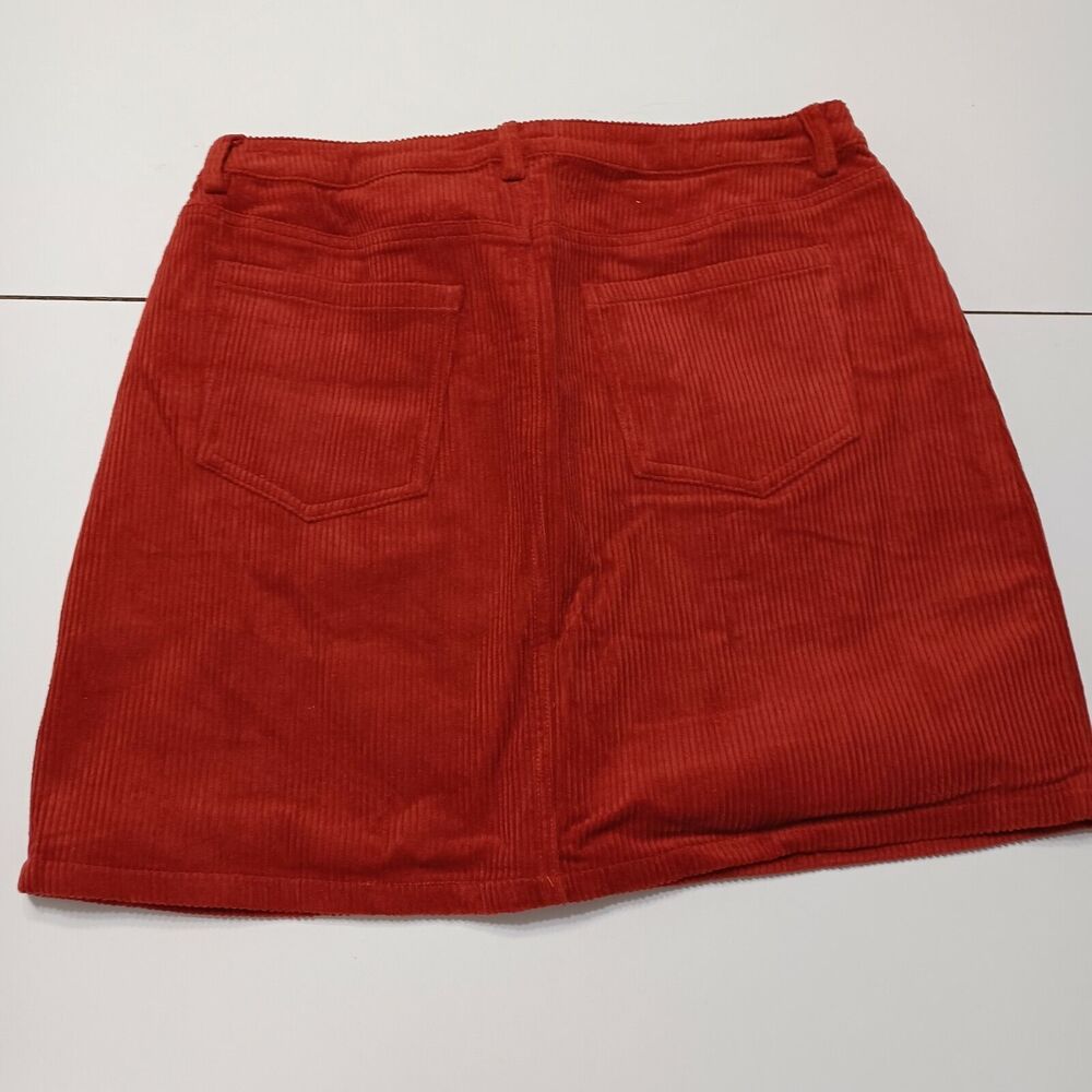New Kori Women Small Mini Skirt Red Corduroy Stretch Buttons Pockets 100% Cotton